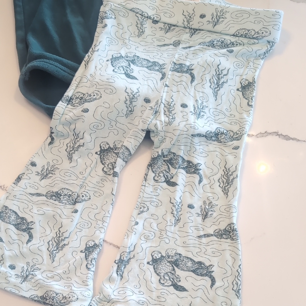 Light Blue Mermaid Print Baby Leggings